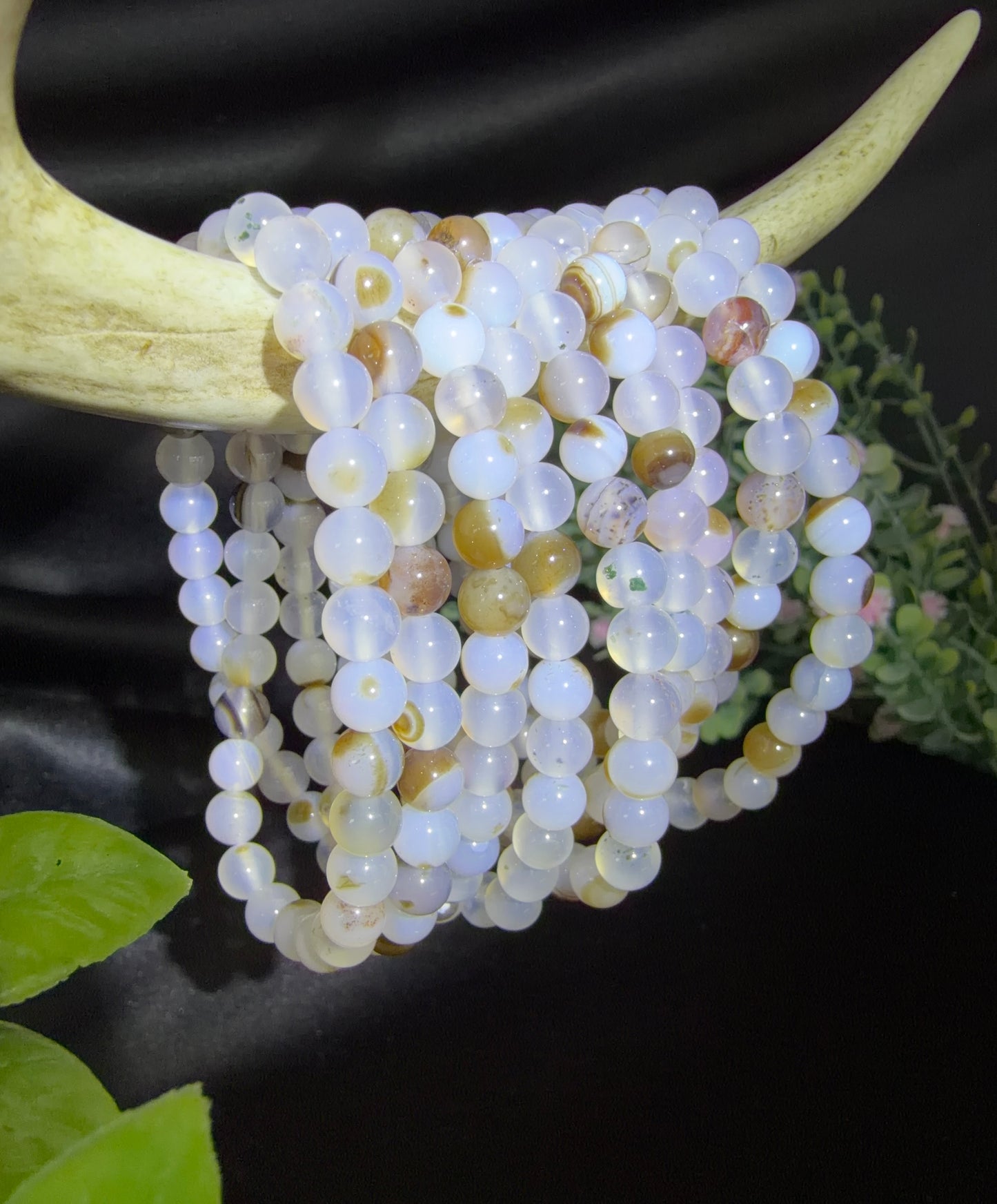 Dendritic Agate Triple Bracelets