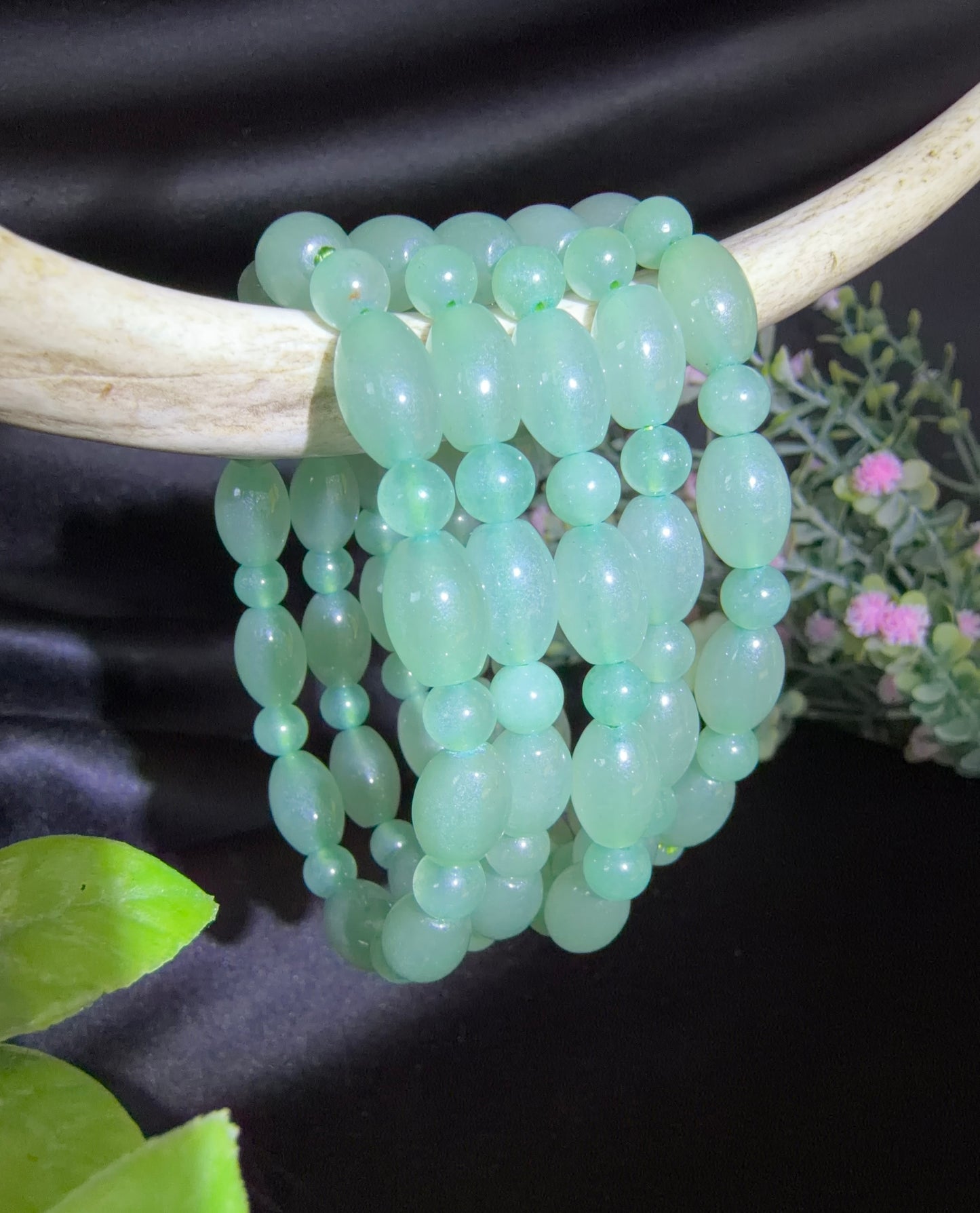 Green Aventurine Barrel Bracelets