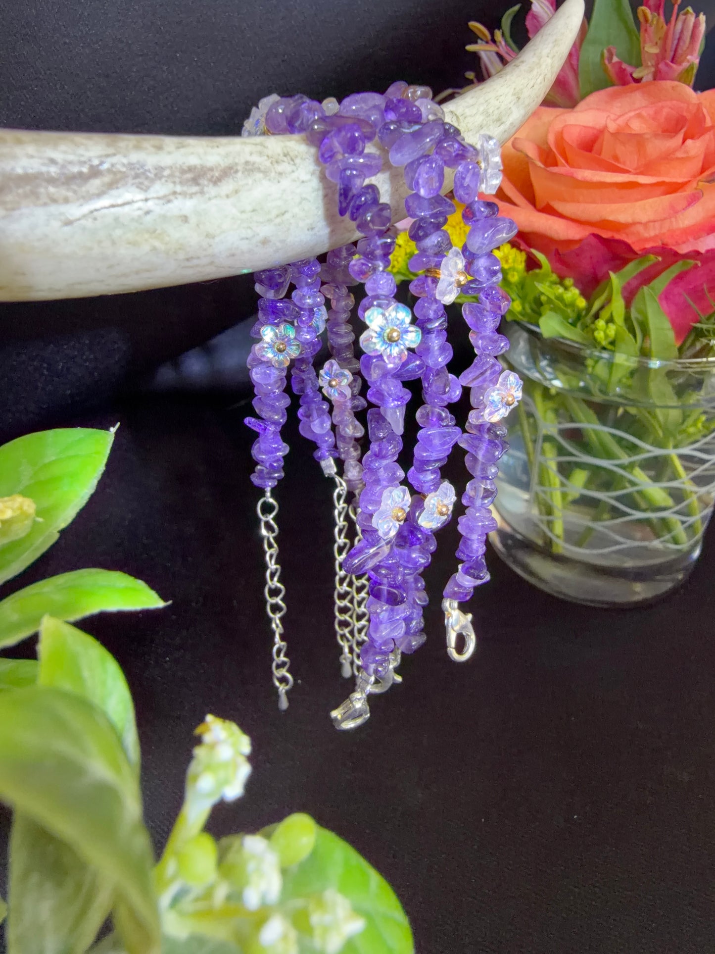 Amethyst with Flower Bracelets