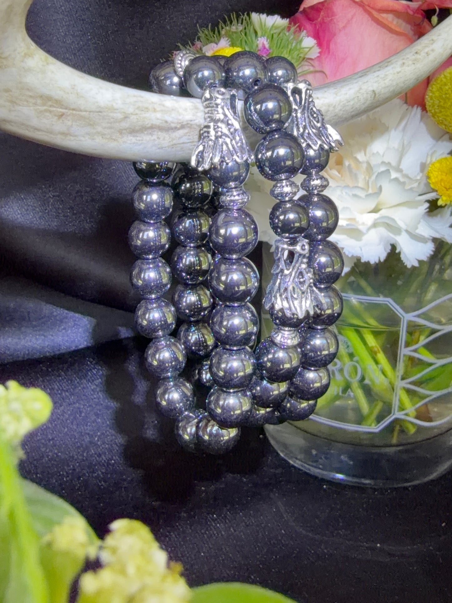 Hematite with Dragon Bead Bracelet