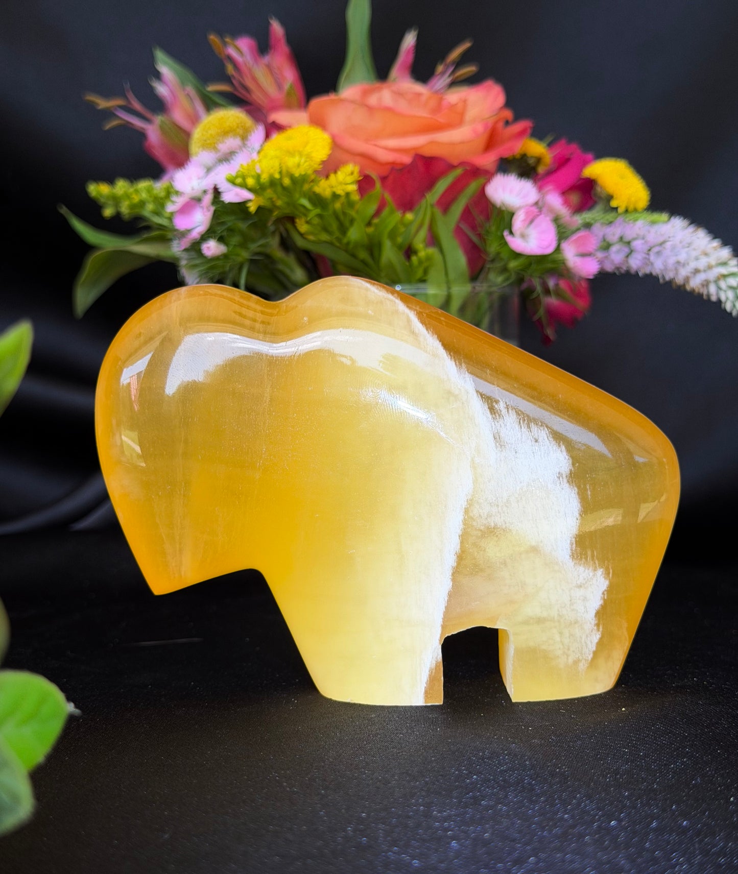 Orange Calcite Bison - Large