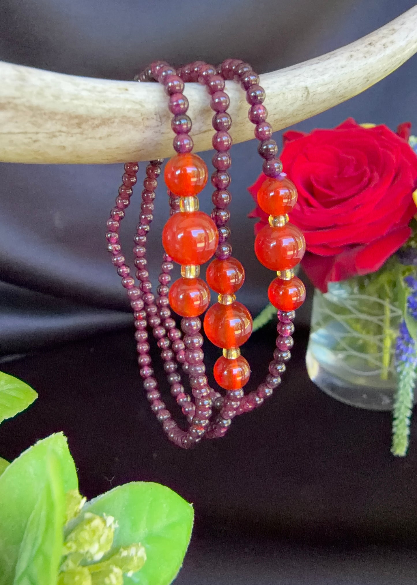 Sardonyx and Garnet Bracelets