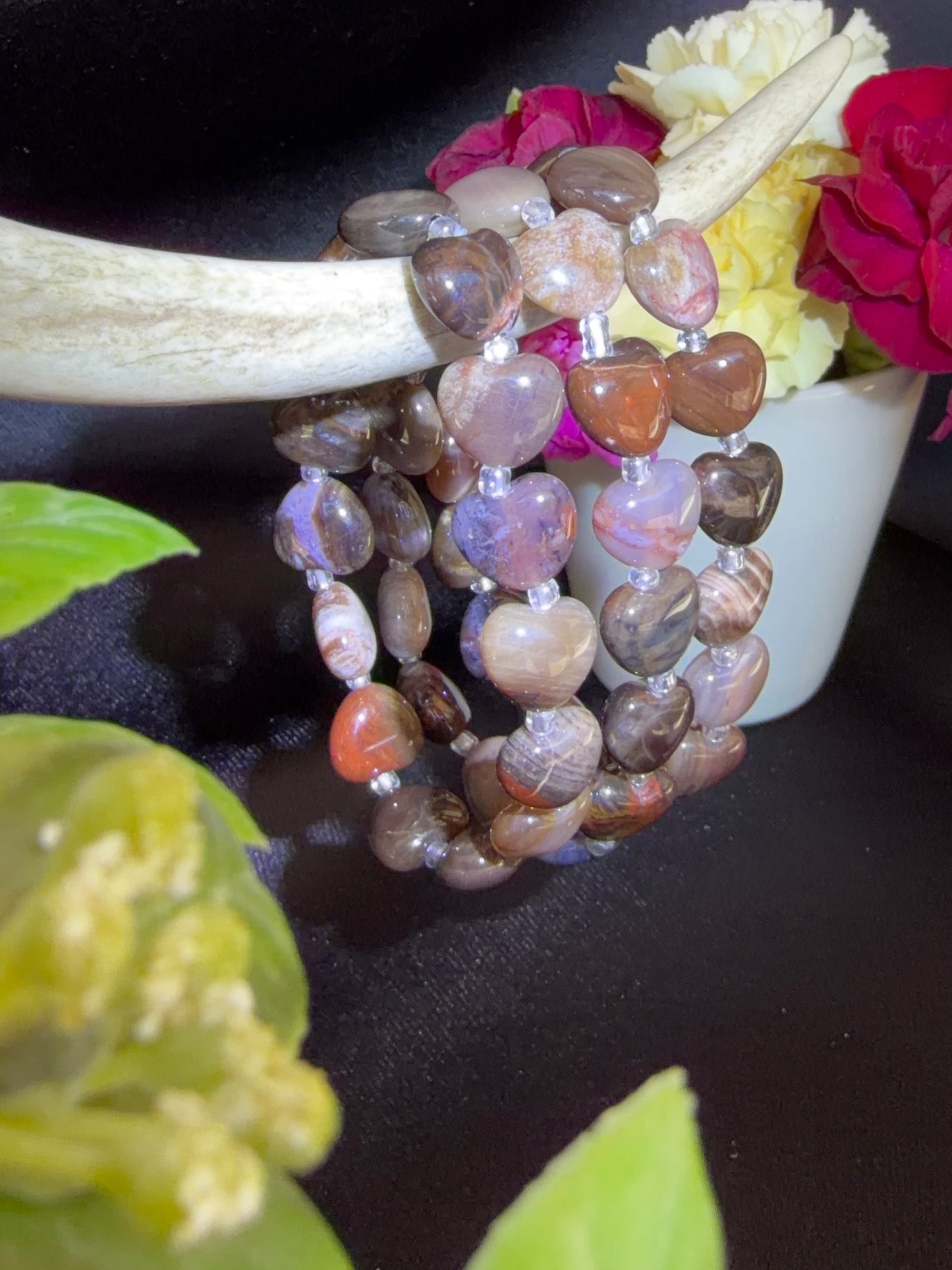 Petrified Wood Heart Bracelets