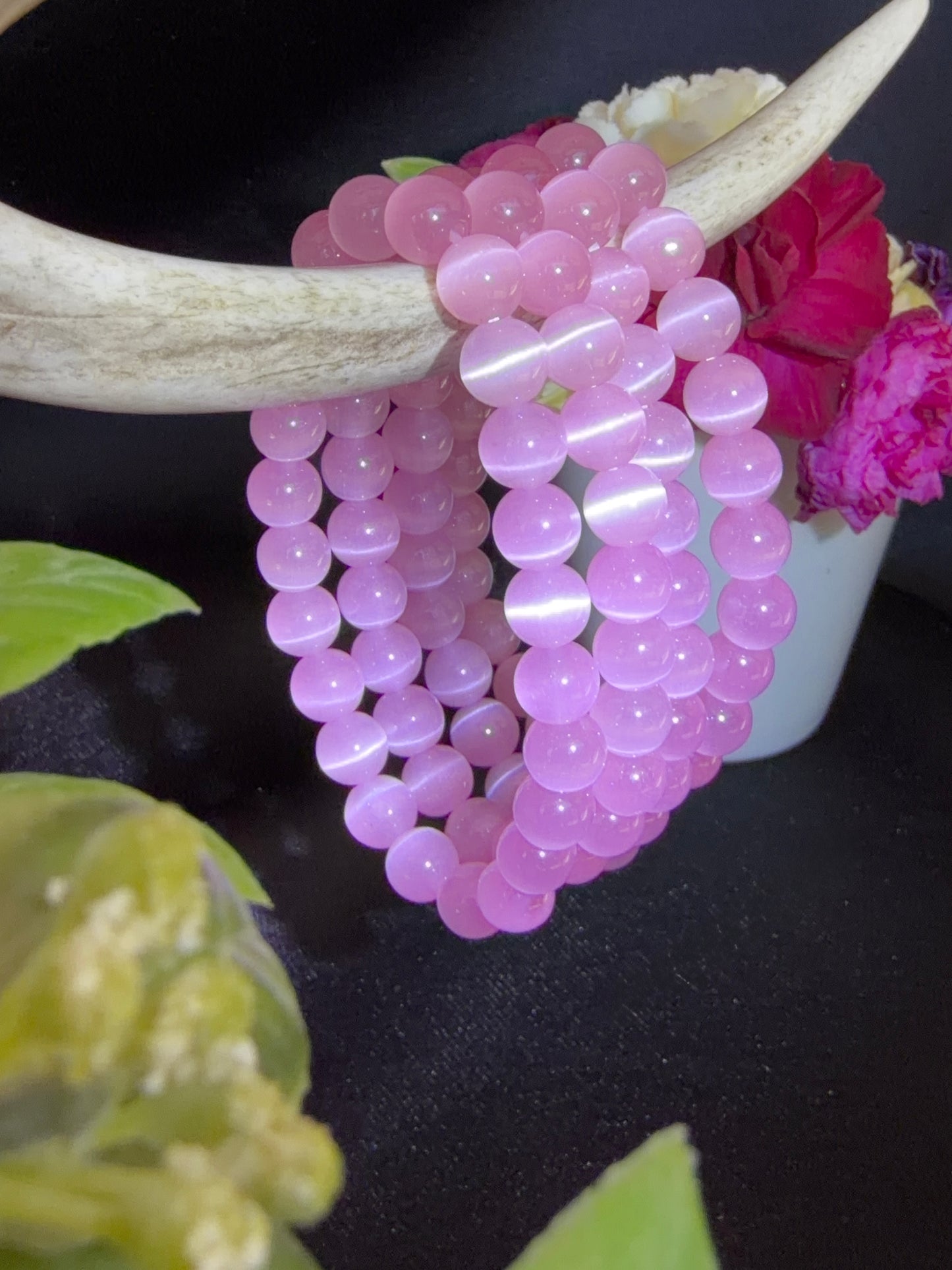 Pink Chalcedony Cateye Bracelets
