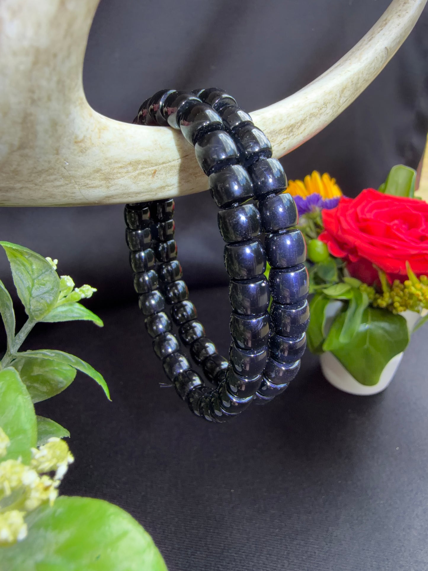 Black Agate Abacus Bead Bracelets