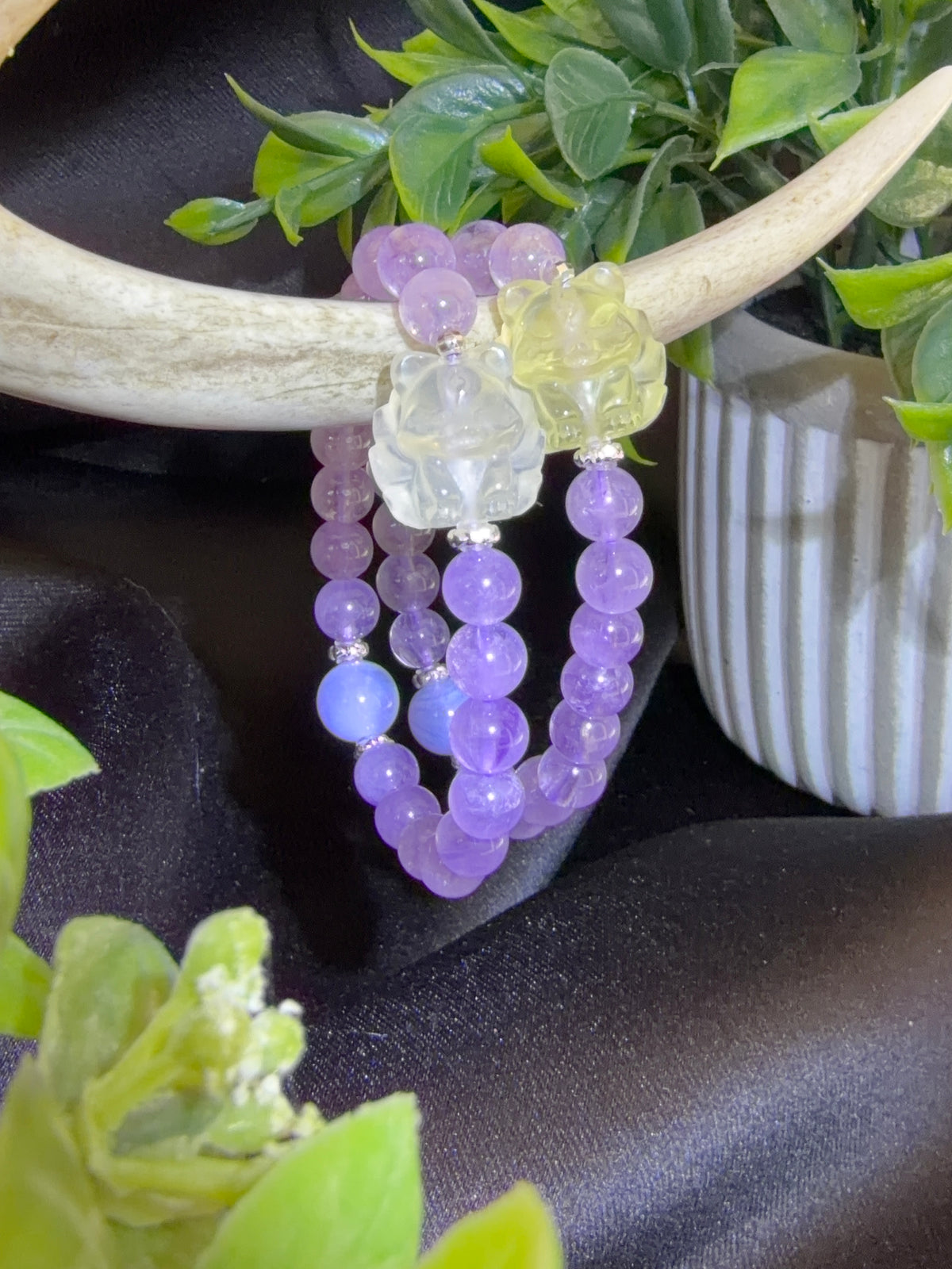 Bolivian Amethyst with Citrine 9 Tail Fox Bracelets