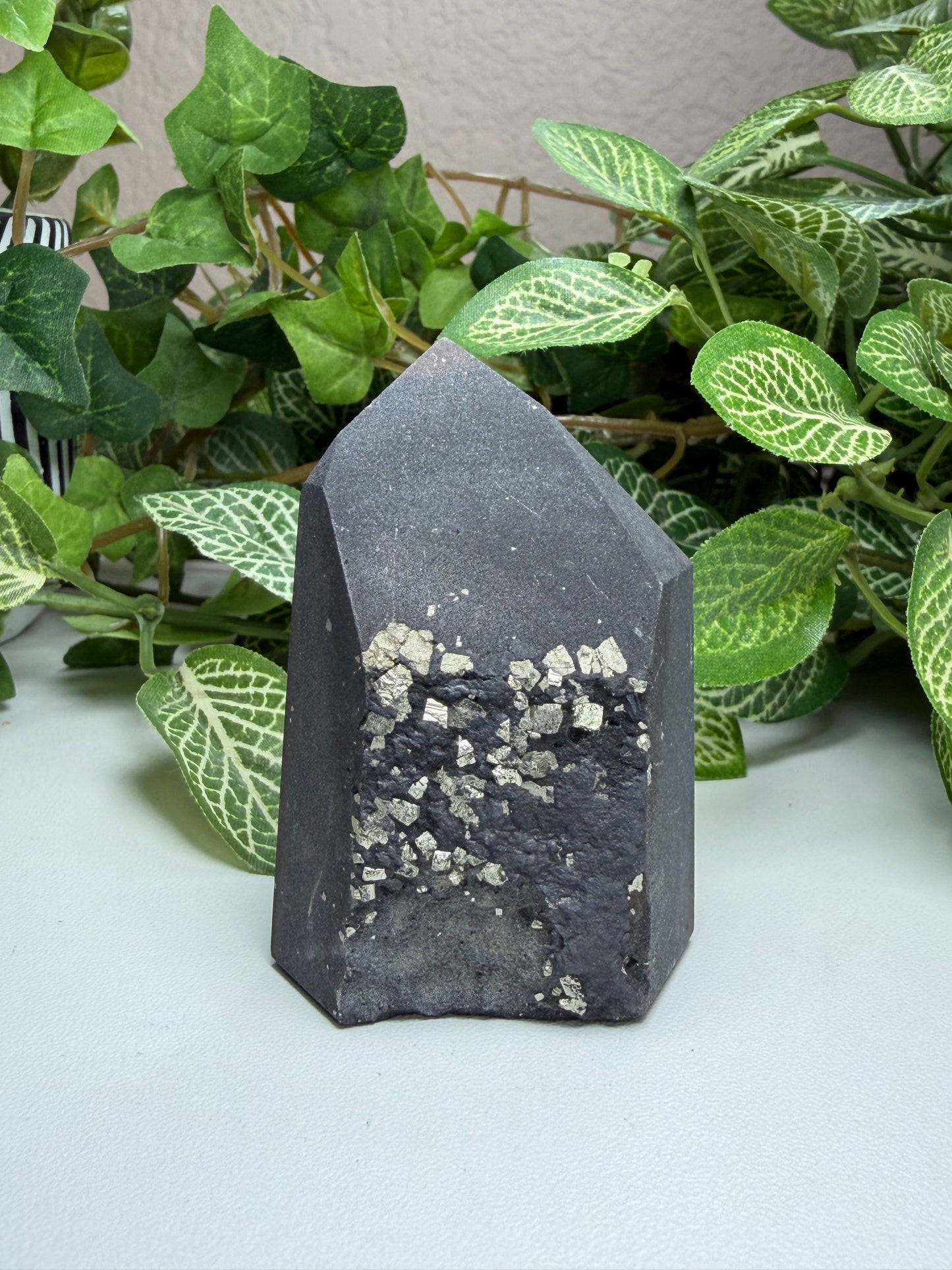 Shungite with Pyrite Tower F