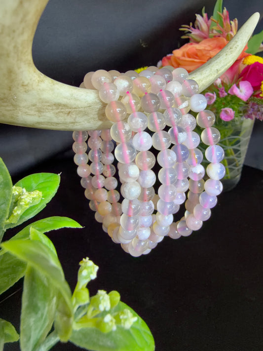 Pink Flower Agate Bracelets