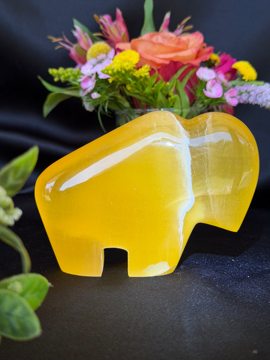 Orange Calcite Bison - Large