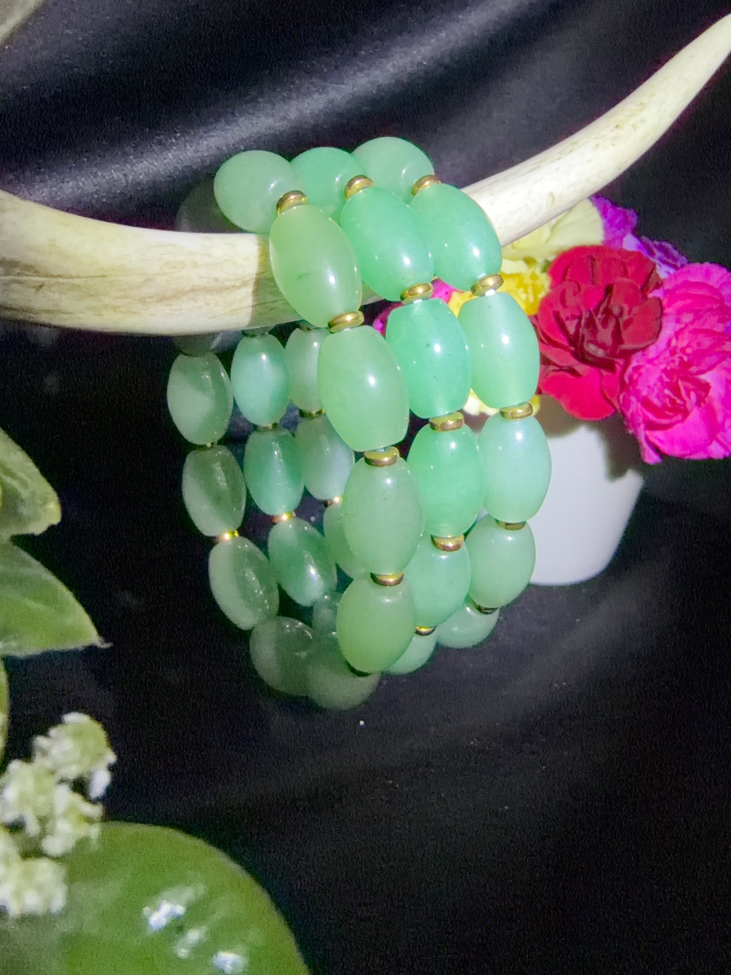 Green Aventurine Barrel Bead Bracelets