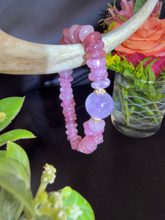 Strawberry Quartz with Pink Rose Quartz Bead Bracelet