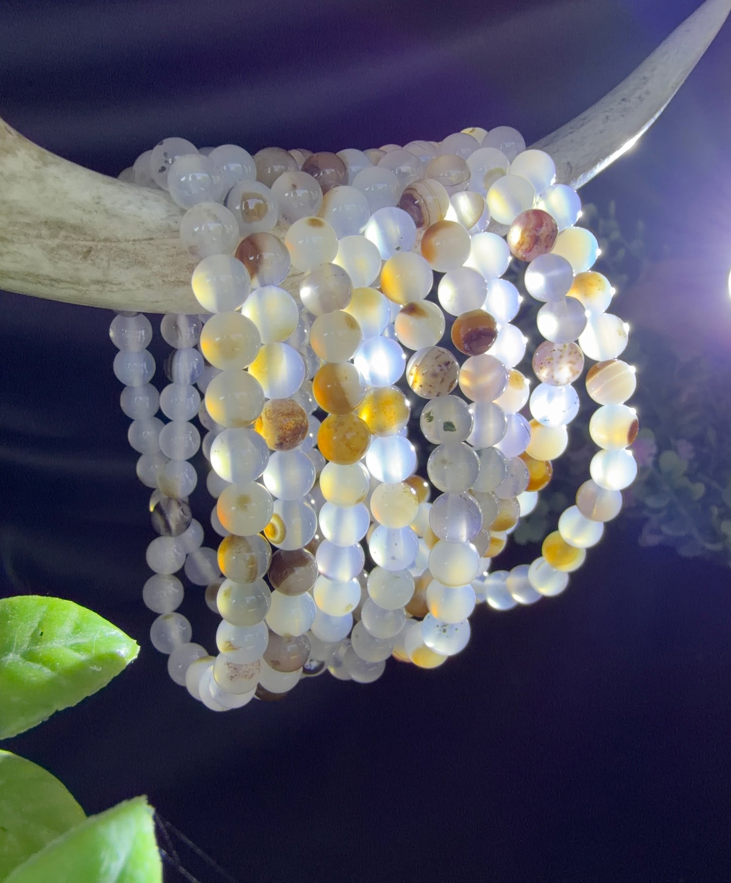 Dendritic Agate Triple Bracelets