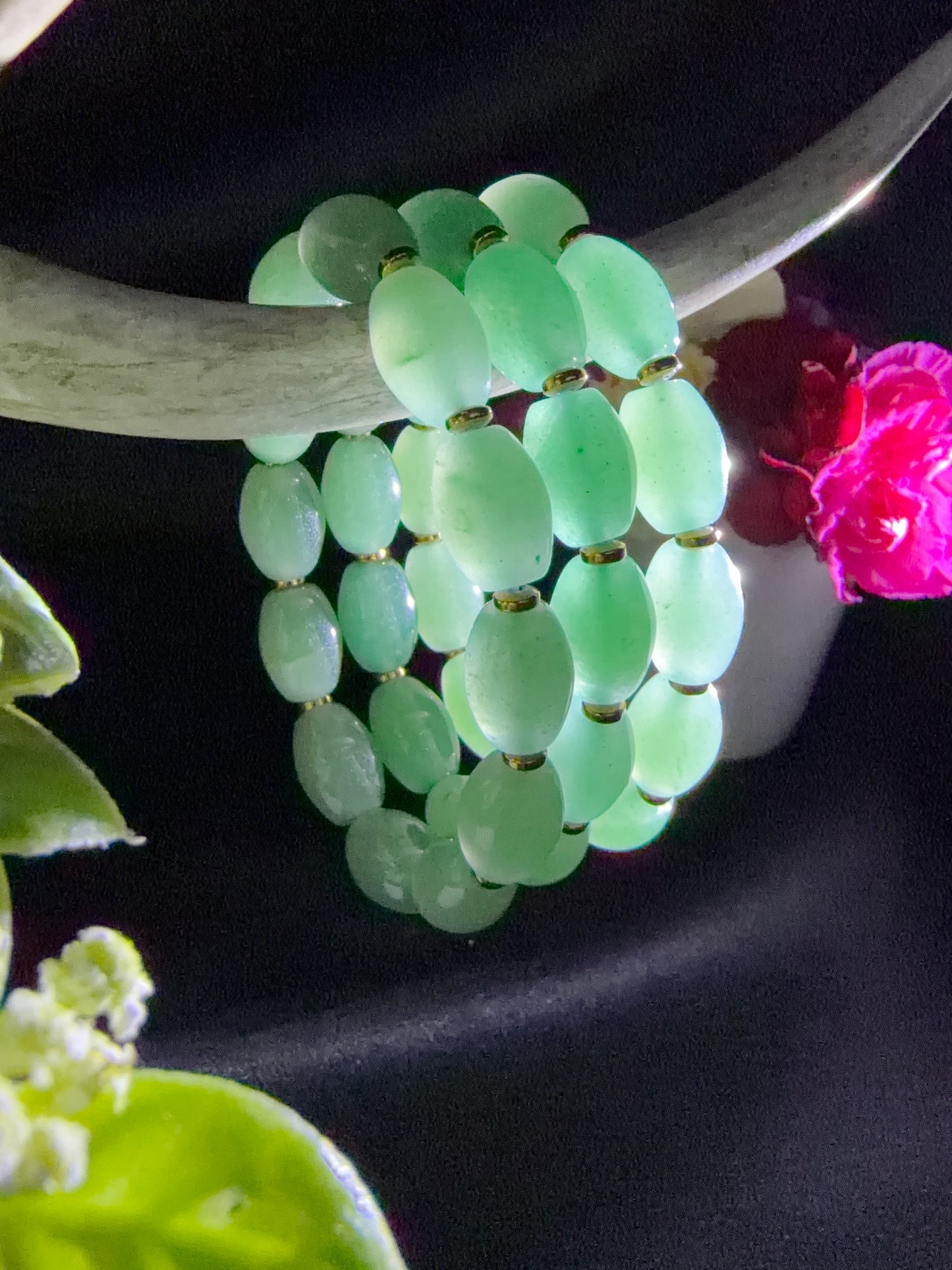 Green Aventurine Barrel Bead Bracelets