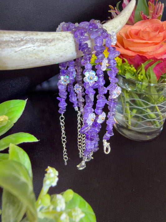 Amethyst with Flower Bracelets