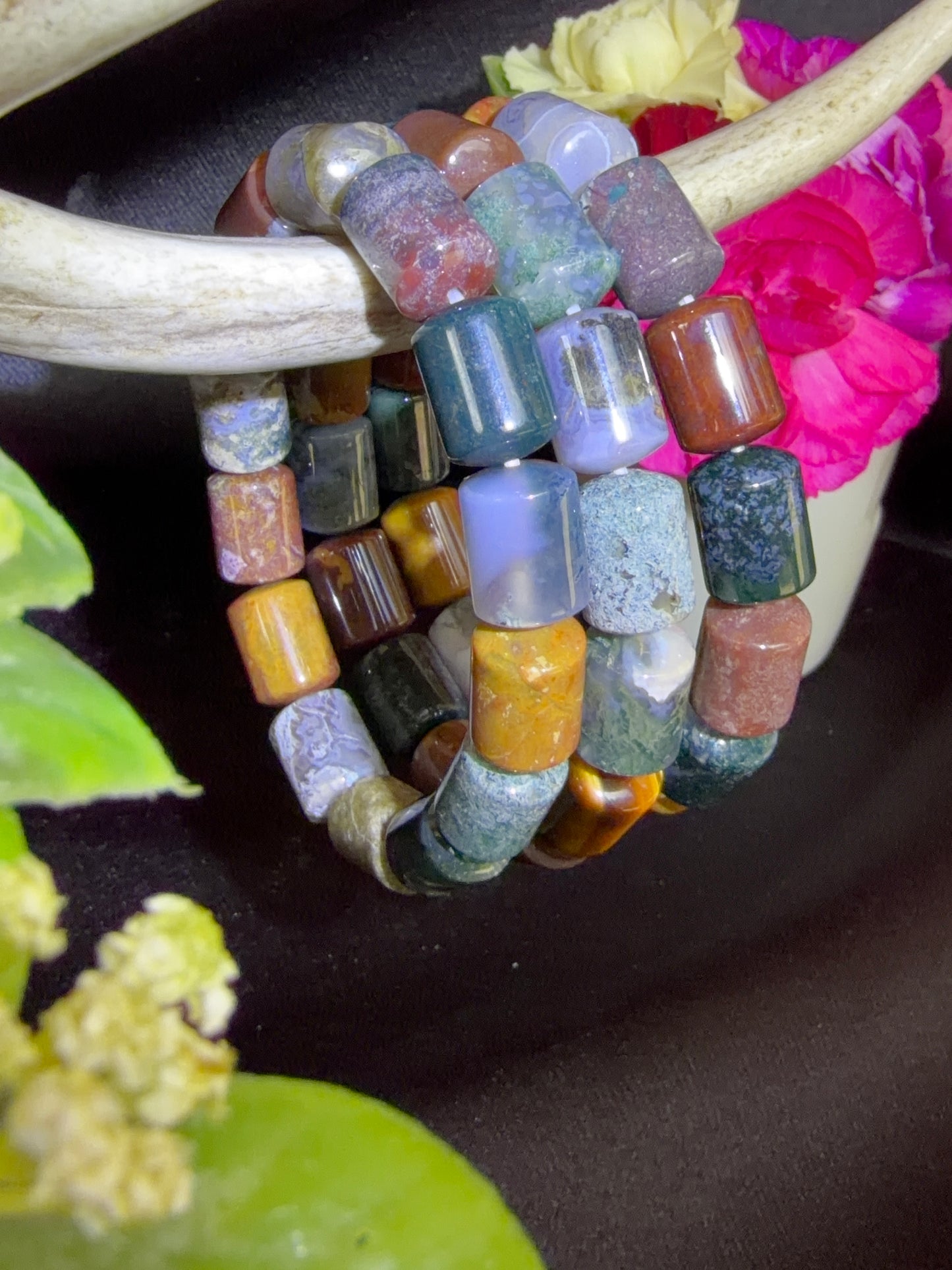 Sea Jasper Barrel Bead Bracelets