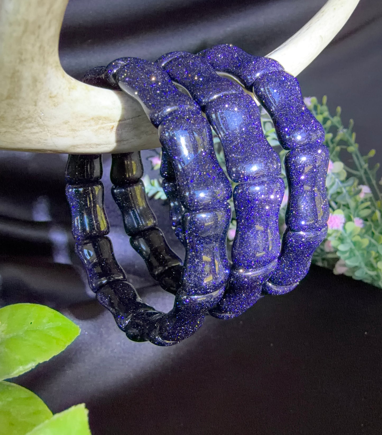 Blue Sandstone Bamboo Soft Bangle Bracelets