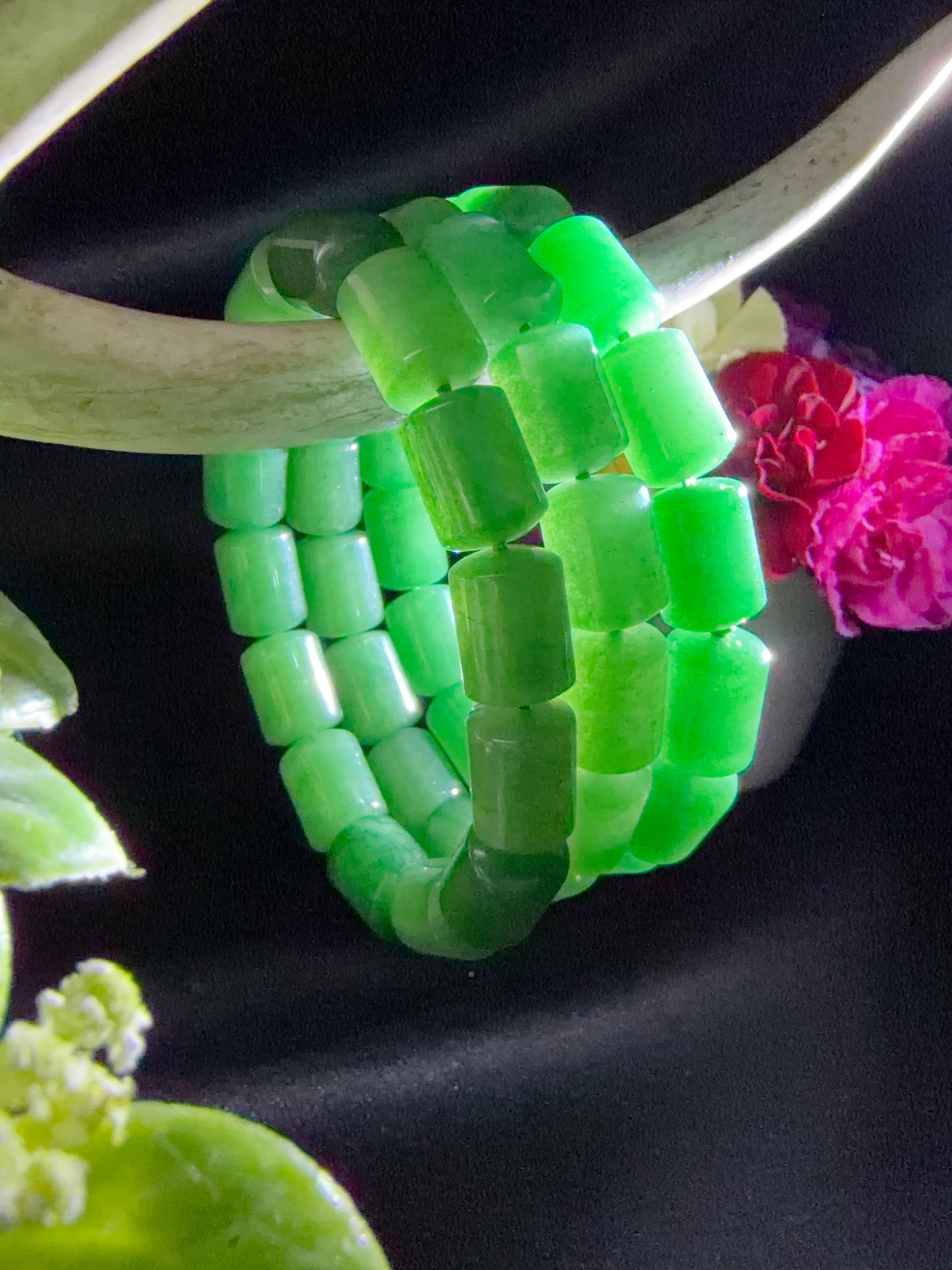 Green Aventurine Barrel Bead Bracelets