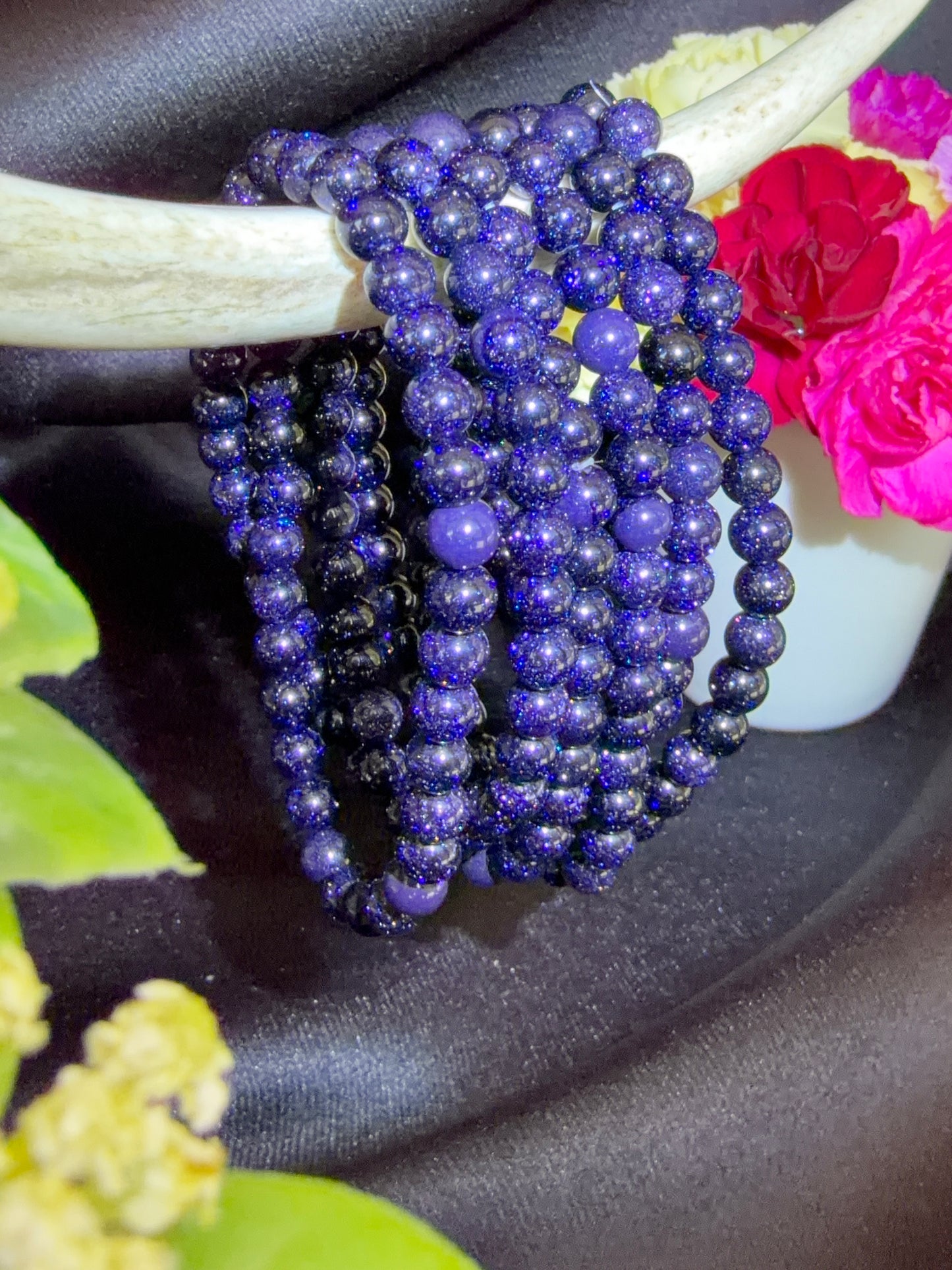 Blue Sandstone Triple Bracelets