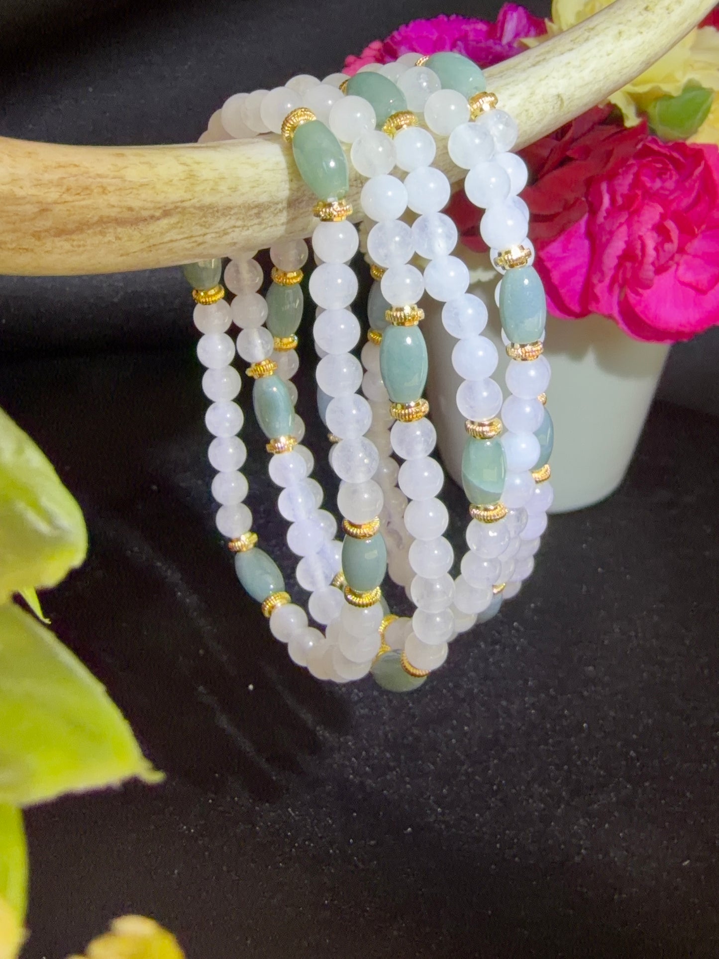 White Jade with Blue Water Jade Bracelets