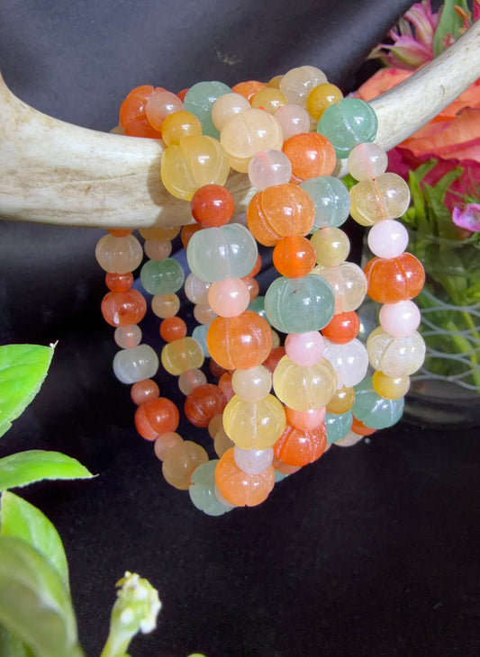 Golden Silk Jade Pumpkin Bracelets
