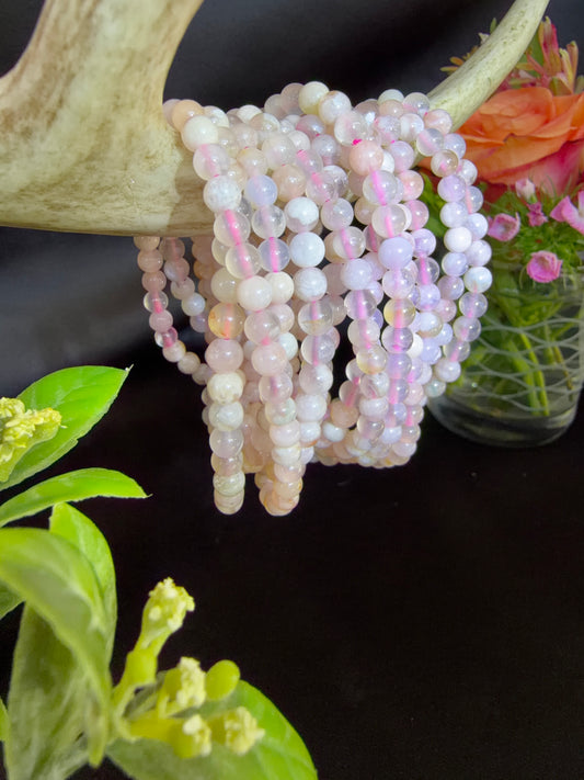 Pink Flower Agate Bracelets