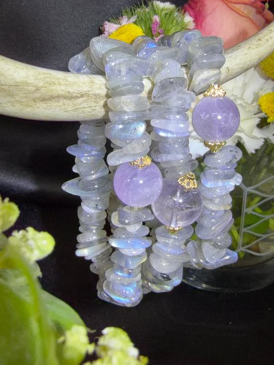 Labradorite with Pink Amethyst Bracelets