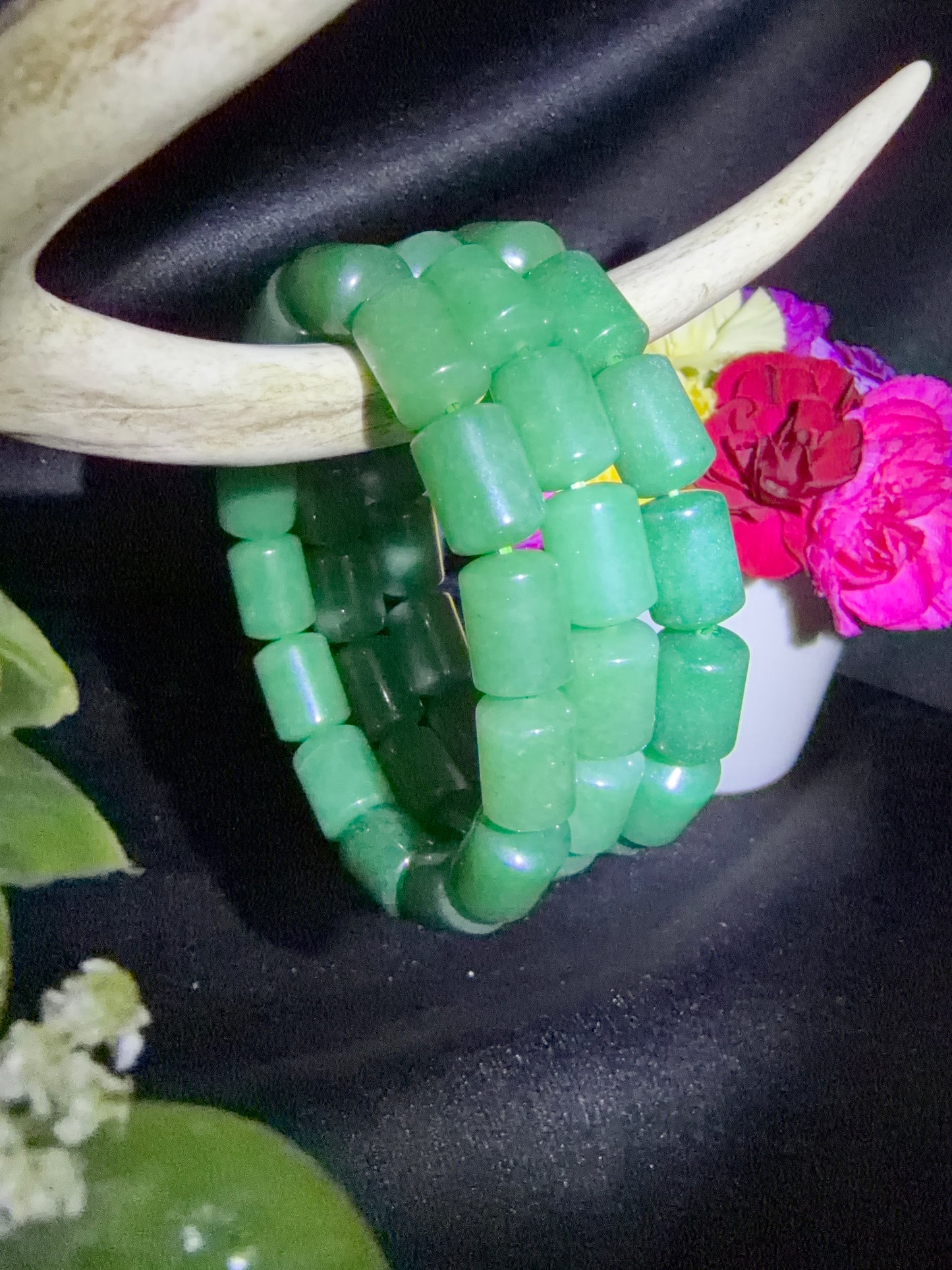Green Aventurine Barrel Bead Bracelets