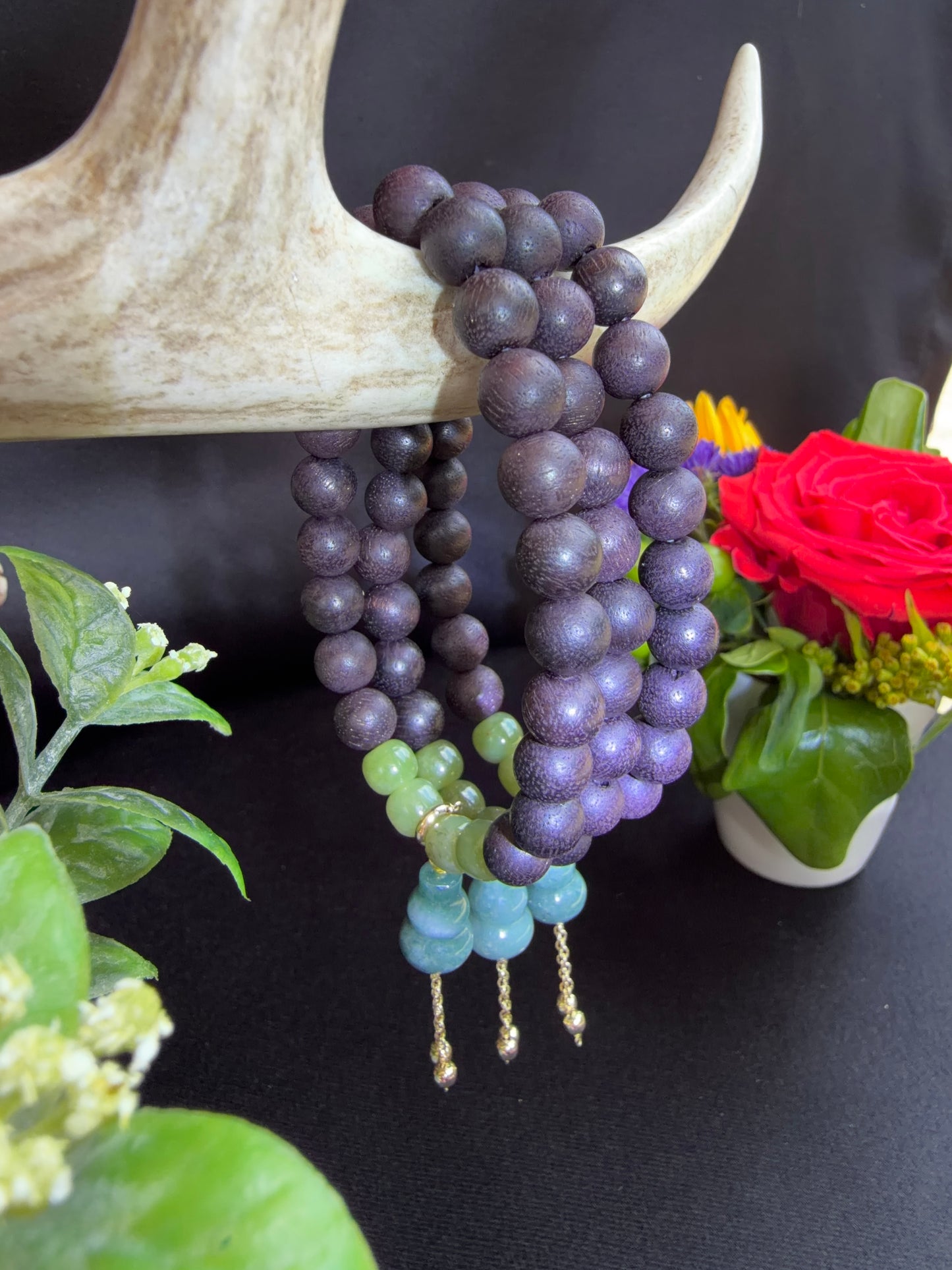 Dalbergia Incense with Blue Water Jade Hulu Charm