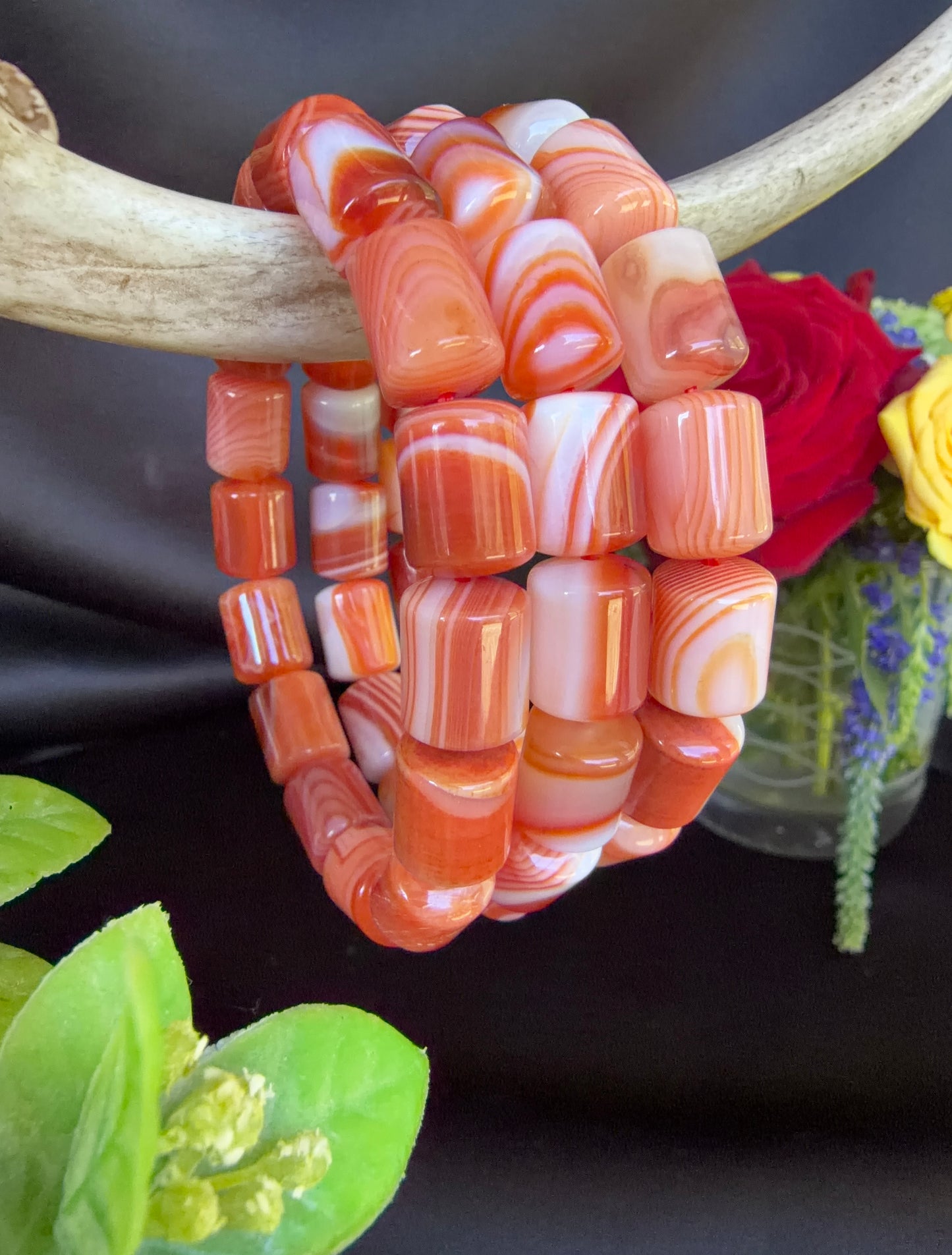 Carnelian Barrel Bracelets