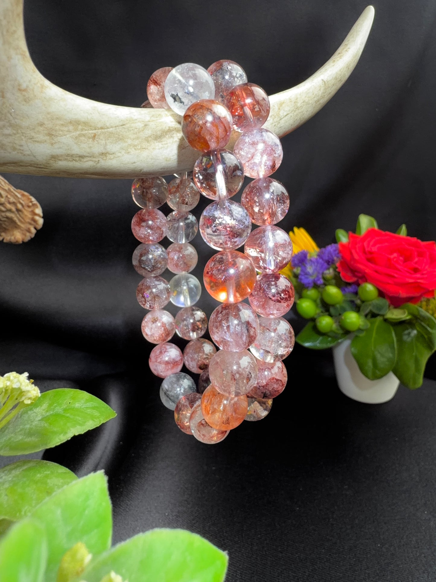 Fire Quartz and Herkimer Bracelet