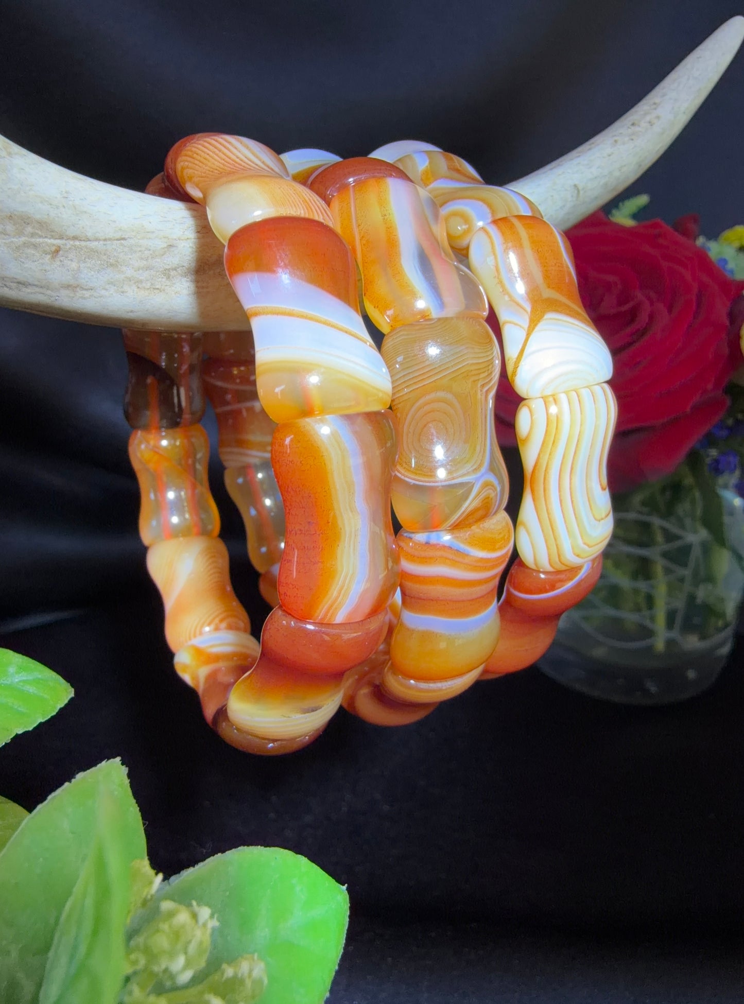 Sardonyx Rectangular Bead Bracelets