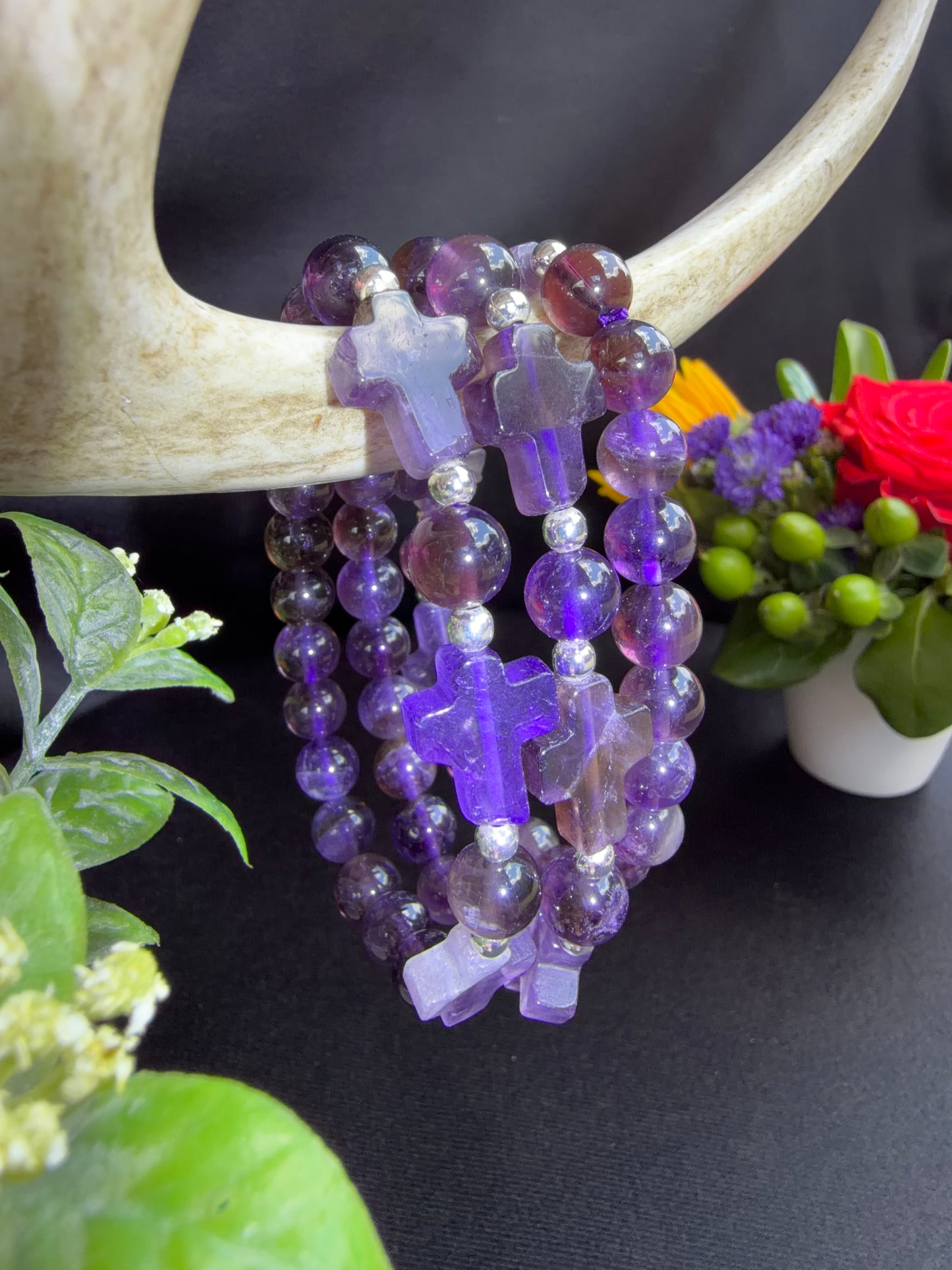 Amethyst with Crosses Bracelets