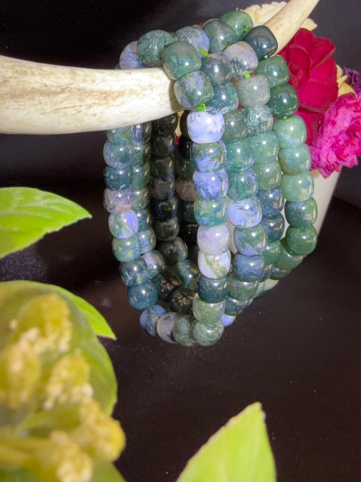 Icy Moss Agate Abacus Bracelets