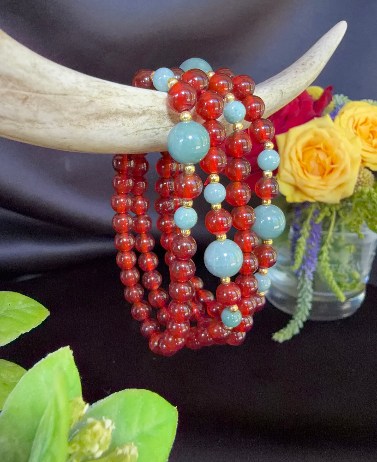 Sardonyx with Blue Water Jade Bracelets