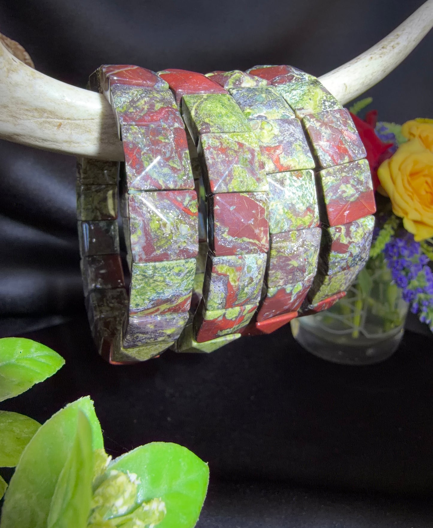 Dragon Blood Stone Faceted Bangle Bracelets