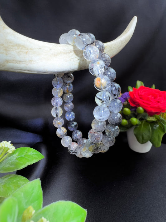 Quartz with Rutile and Phantom Bracelets