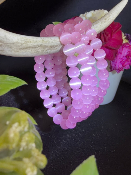 Pink Chalcedony Cateye Bracelets