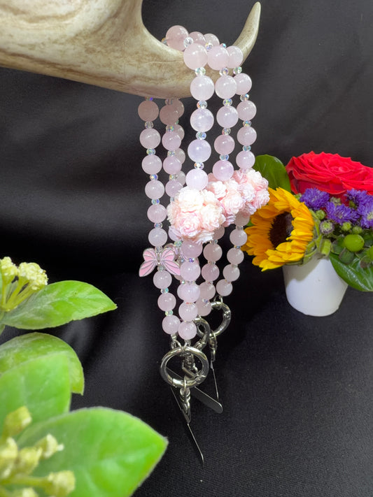 Rose Quartz Bag/Phone Charm or Keychain