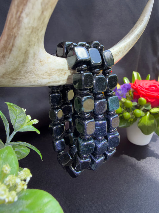 Hematite Square Bead Bracelet