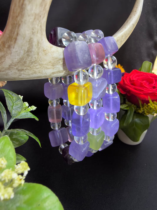 Fluorite Square Bead Bracelets