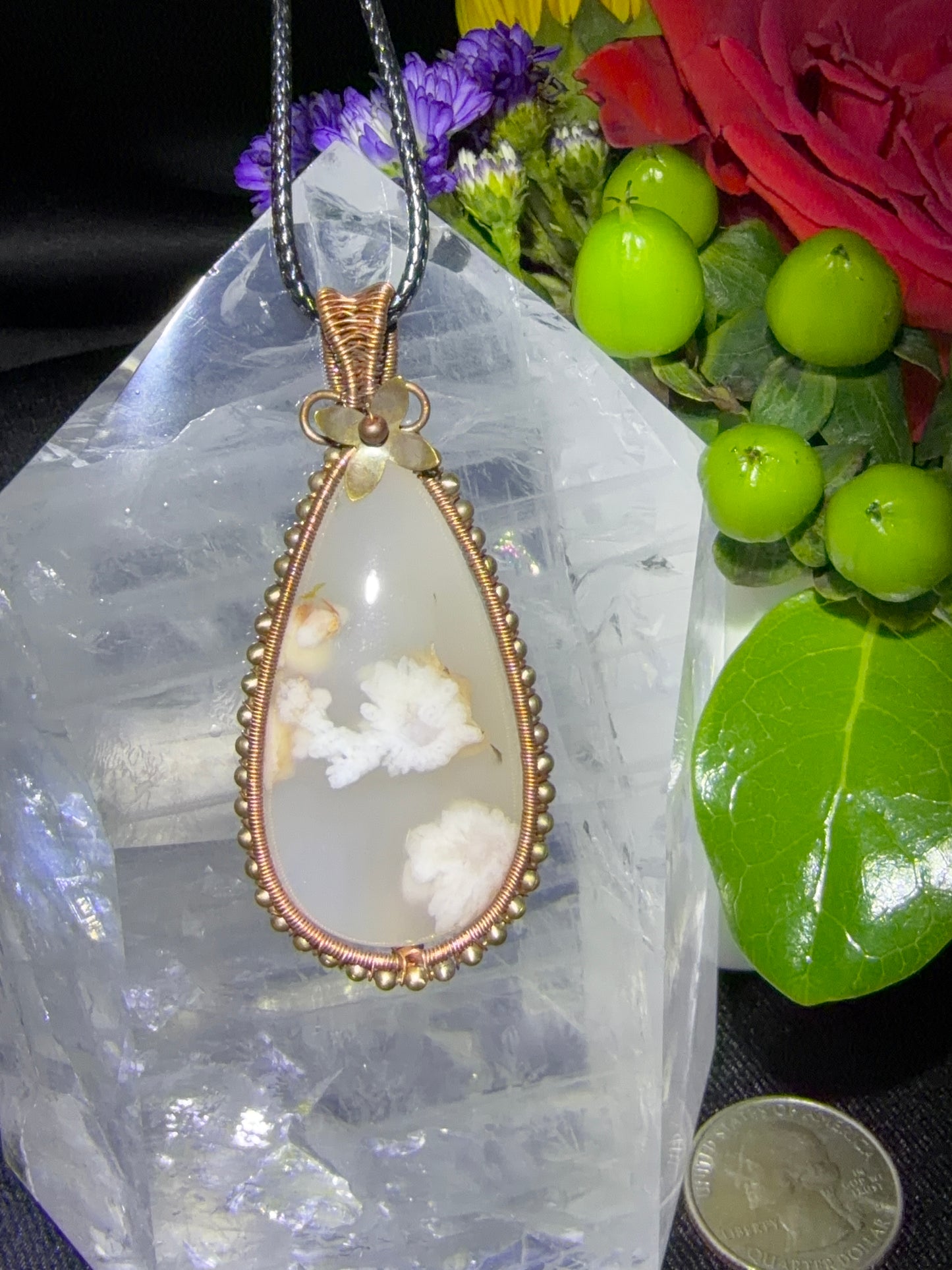 Flower Agate Pendant C