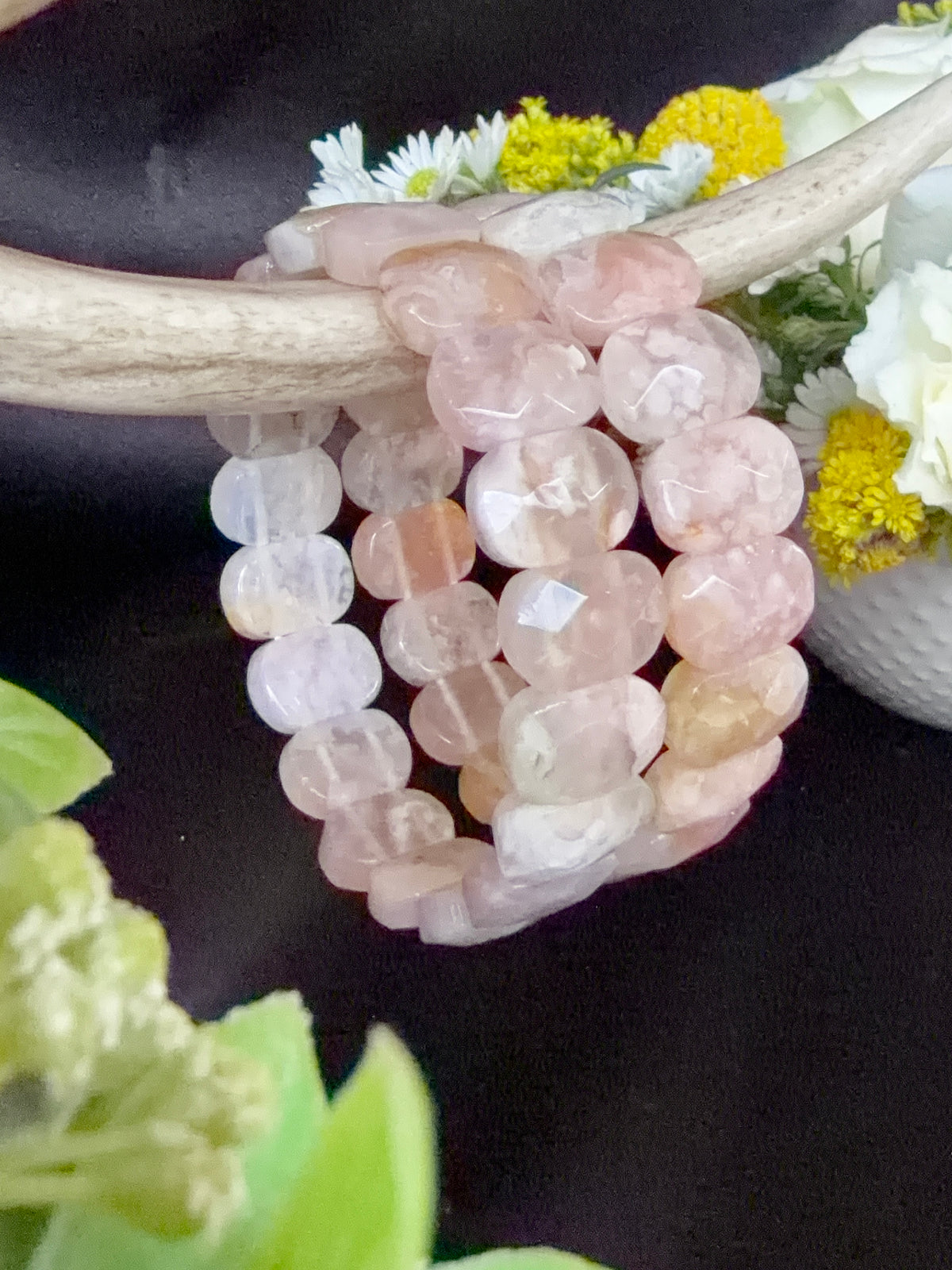 Flower Agate Soft Bangle Bracelets