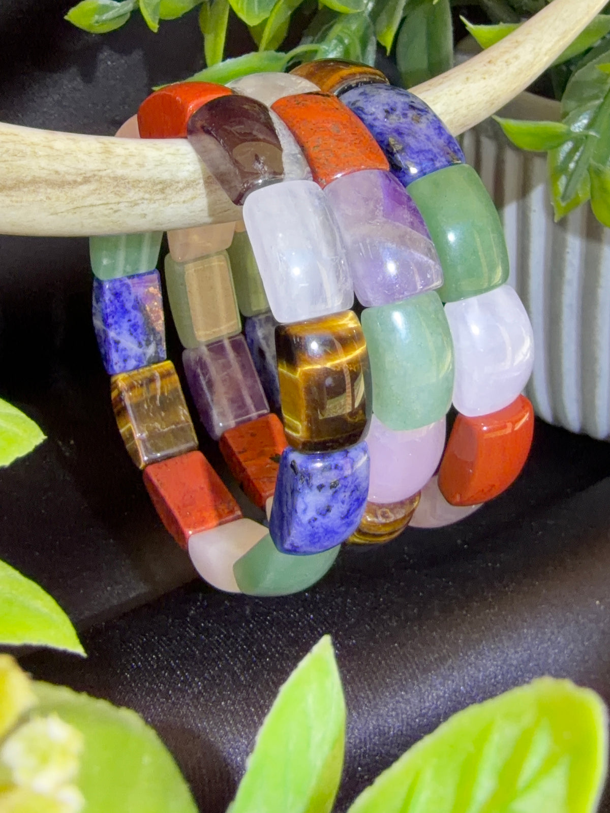 Mixed Material Long Barrel Bangle