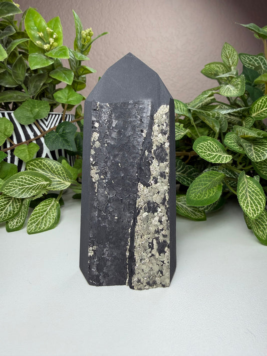 Shungite with Pyrite Tower M