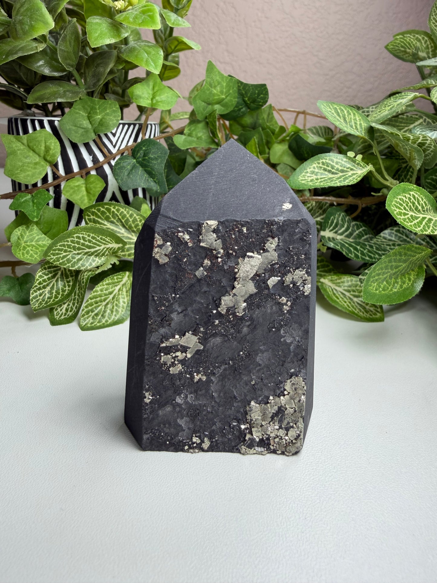 Shungite with Pyrite Tower L