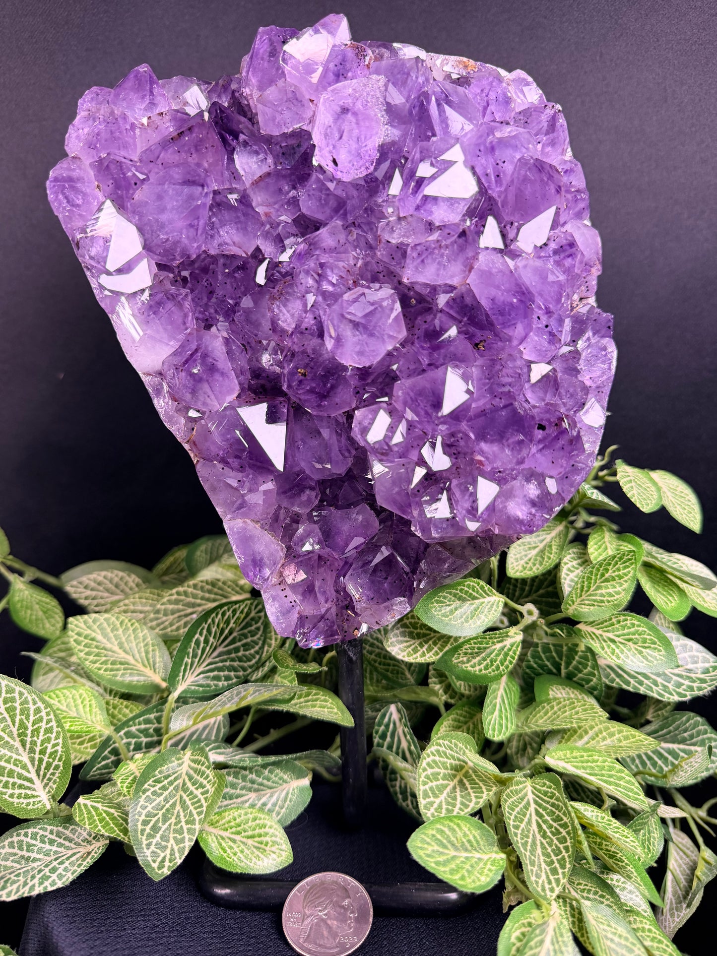 Amethyst on custom stand