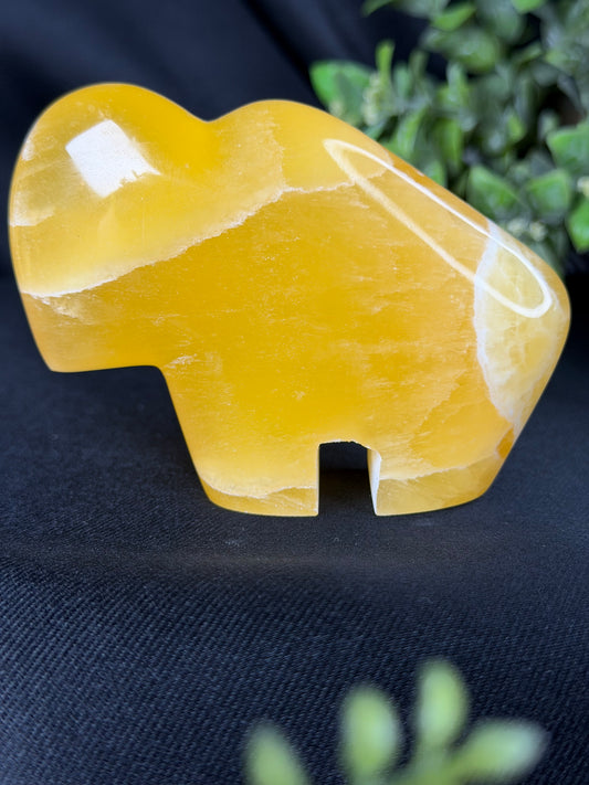 Orange Calcite Bison -Large